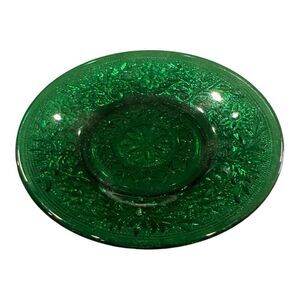 Vintage ANCHOR HOCKING Sandwich Forest Green Glass 4.5" Saucer Plate